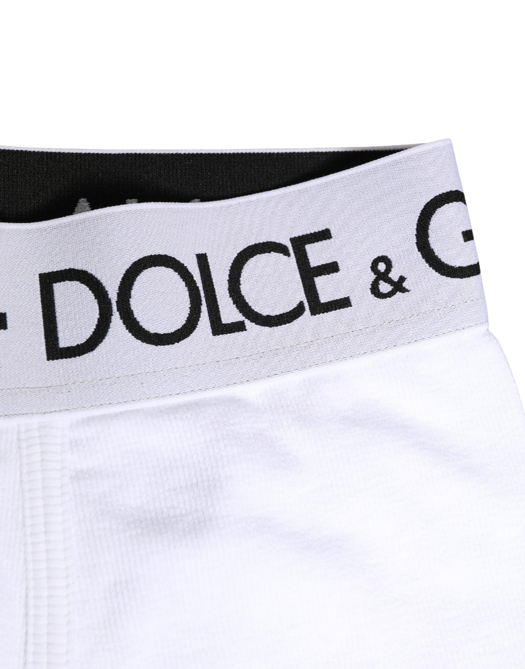 Sous-vêtements boxers réguliers Dolce & Gabbana avec ceinture logo blanche, coton blanc élégant et confortable.