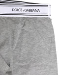 Boxers pour homme Dolce & Gabbana en coton gris avec logo à la taille, sous-vêtements confortables et élégants.
