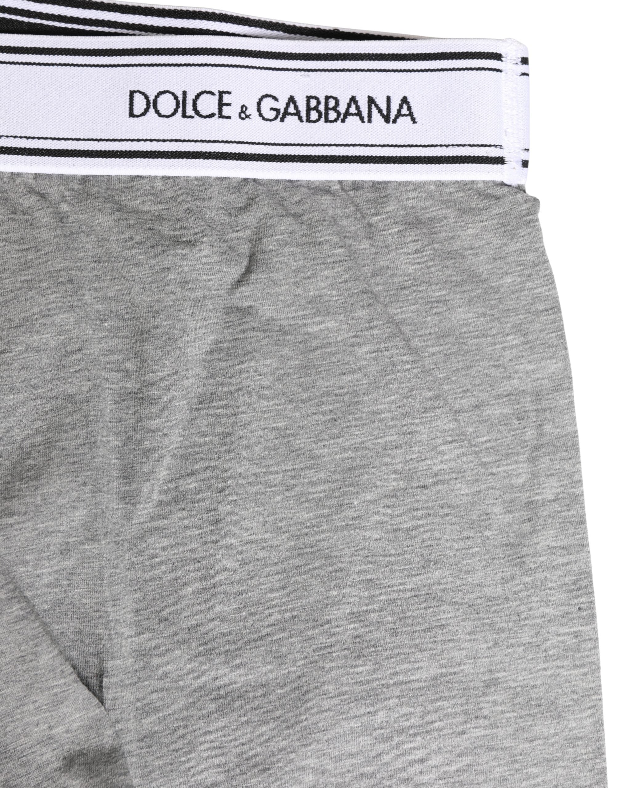 Boxers pour homme Dolce & Gabbana en coton gris avec logo à la taille, sous-vêtements confortables et élégants.