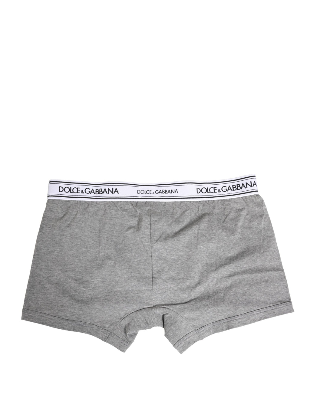 Caleçons hommes Dolce & Gabbana en coton gris avec logo à la taille, sous-vêtements masculins élégants et confortables.