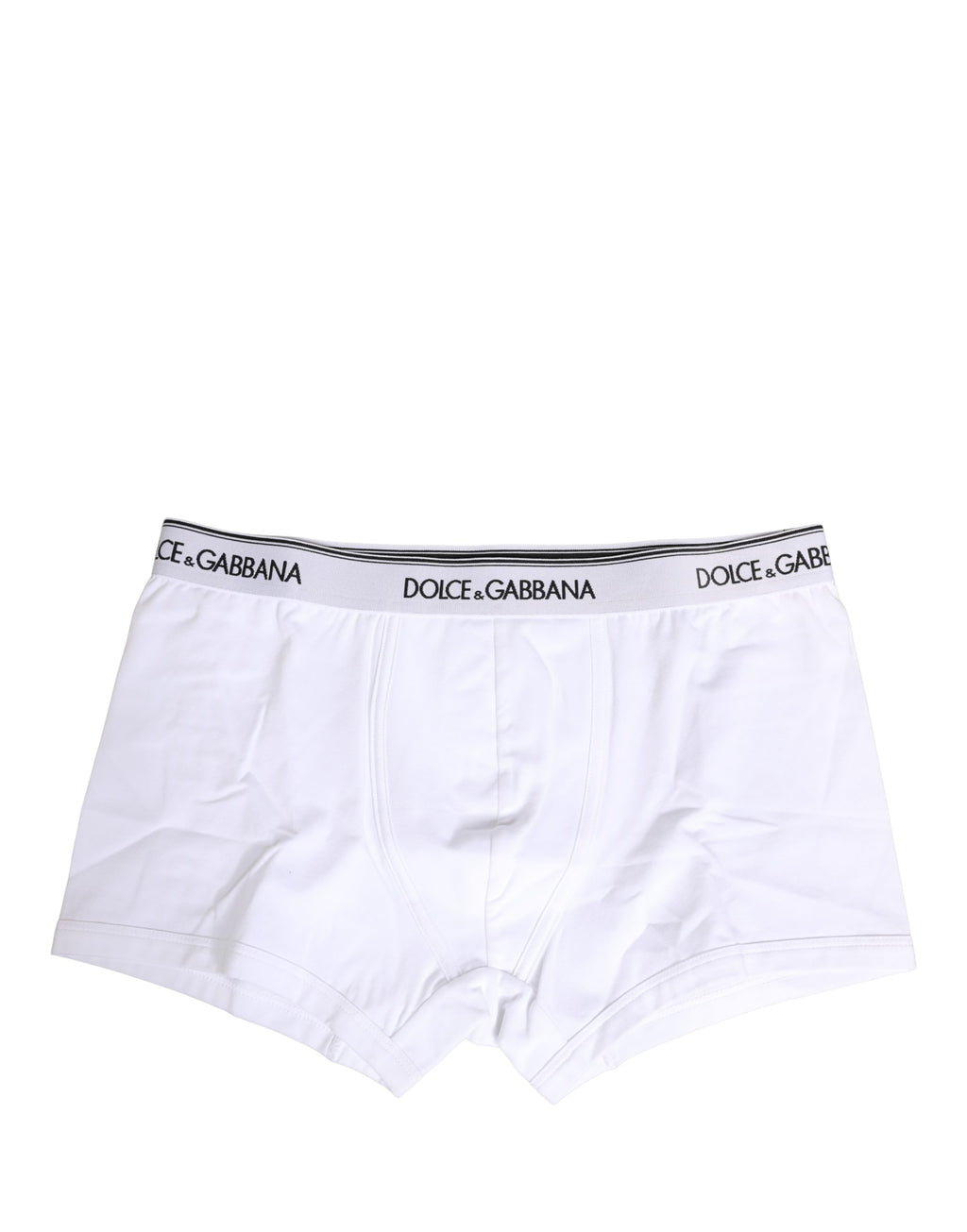 Boxers en coton blanc Dolce & Gabbana avec ceinture à logo, confortables et élégants pour un style décontracté.