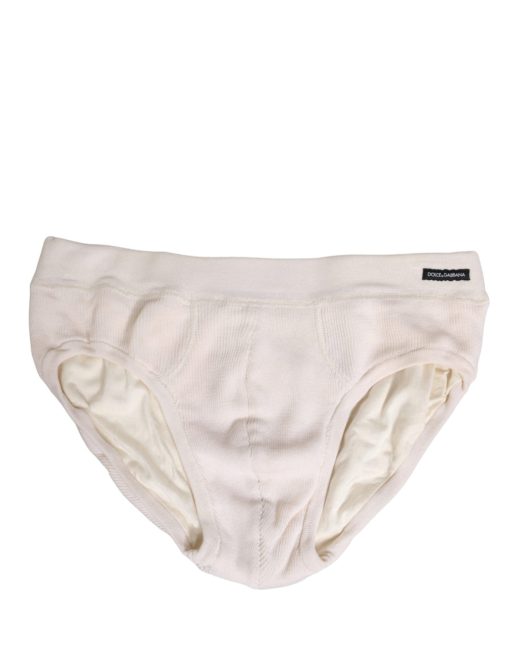 Sous-vêtements hommes Dolce & Gabbana en soie blanc avec logo, briefs élégants et confortables.