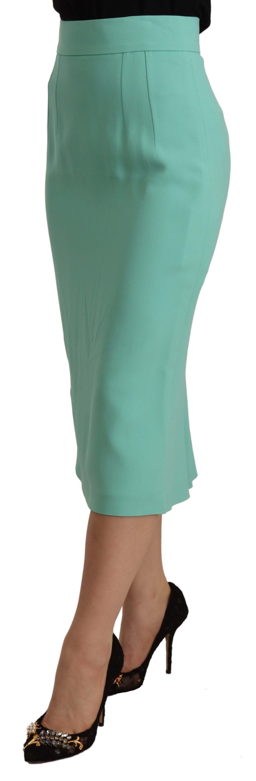 Jupe midi coupe crayon en viscose vert menthe Dolce & Gabbana, taille haute et tissu fluide, élégante et moderne.