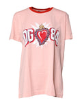 T-shirt en coton rose Dolce & Gabbana DG 84 Sacred Heart avec imprimé cœur sacré, mode élégante et décontractée.