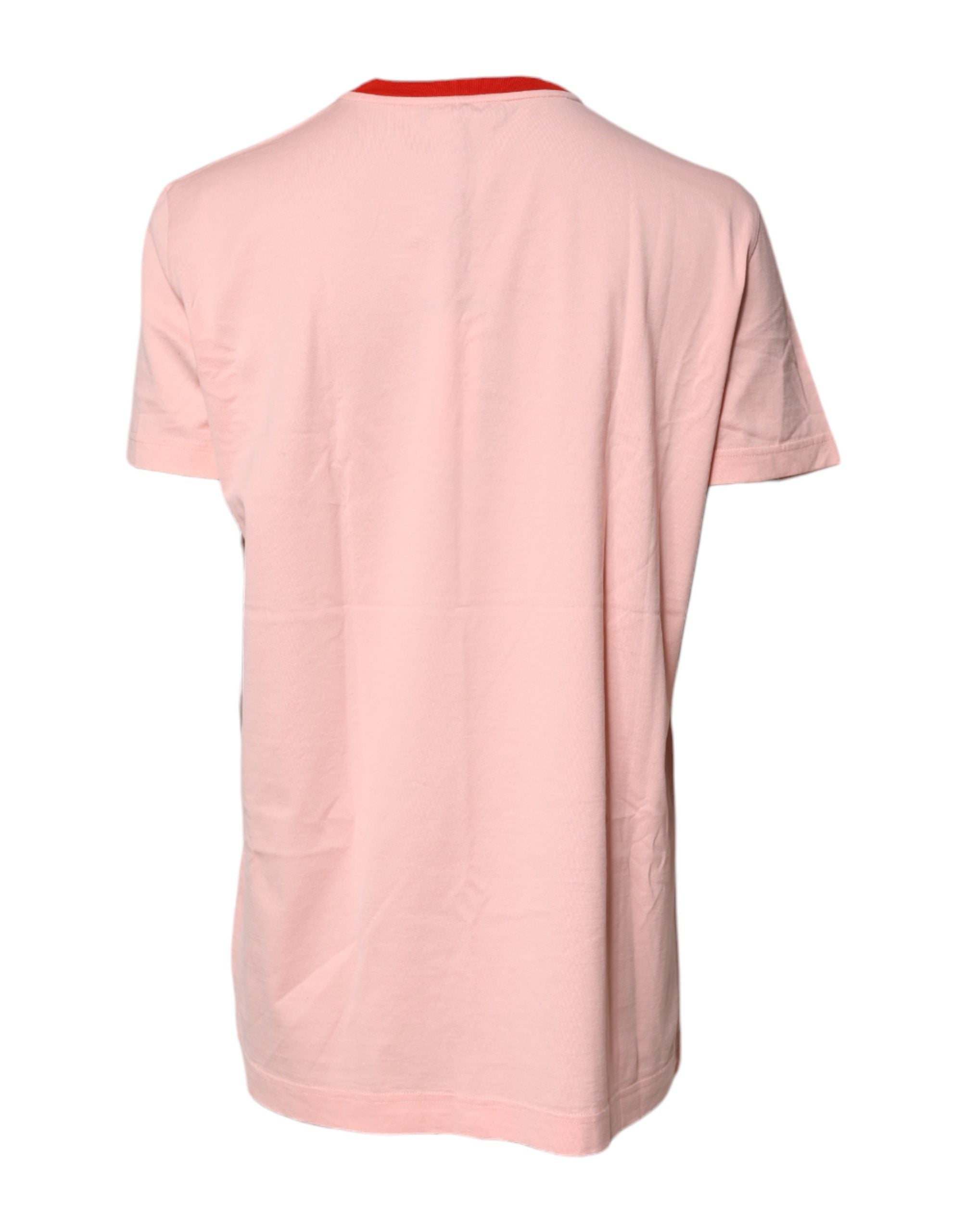 T-shirt en coton rose Dolce & Gabbana DG 84 Sacred Heart avec motif imprimé, vue de face.