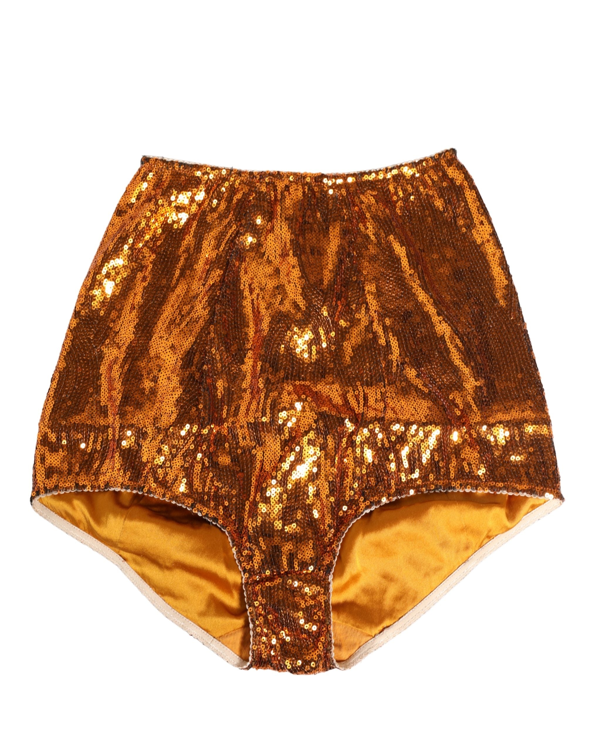 Gaine haute en nylon orange à sequins Dolce & Gabbana, sous-vêtement taille haute élégant et brillant.
