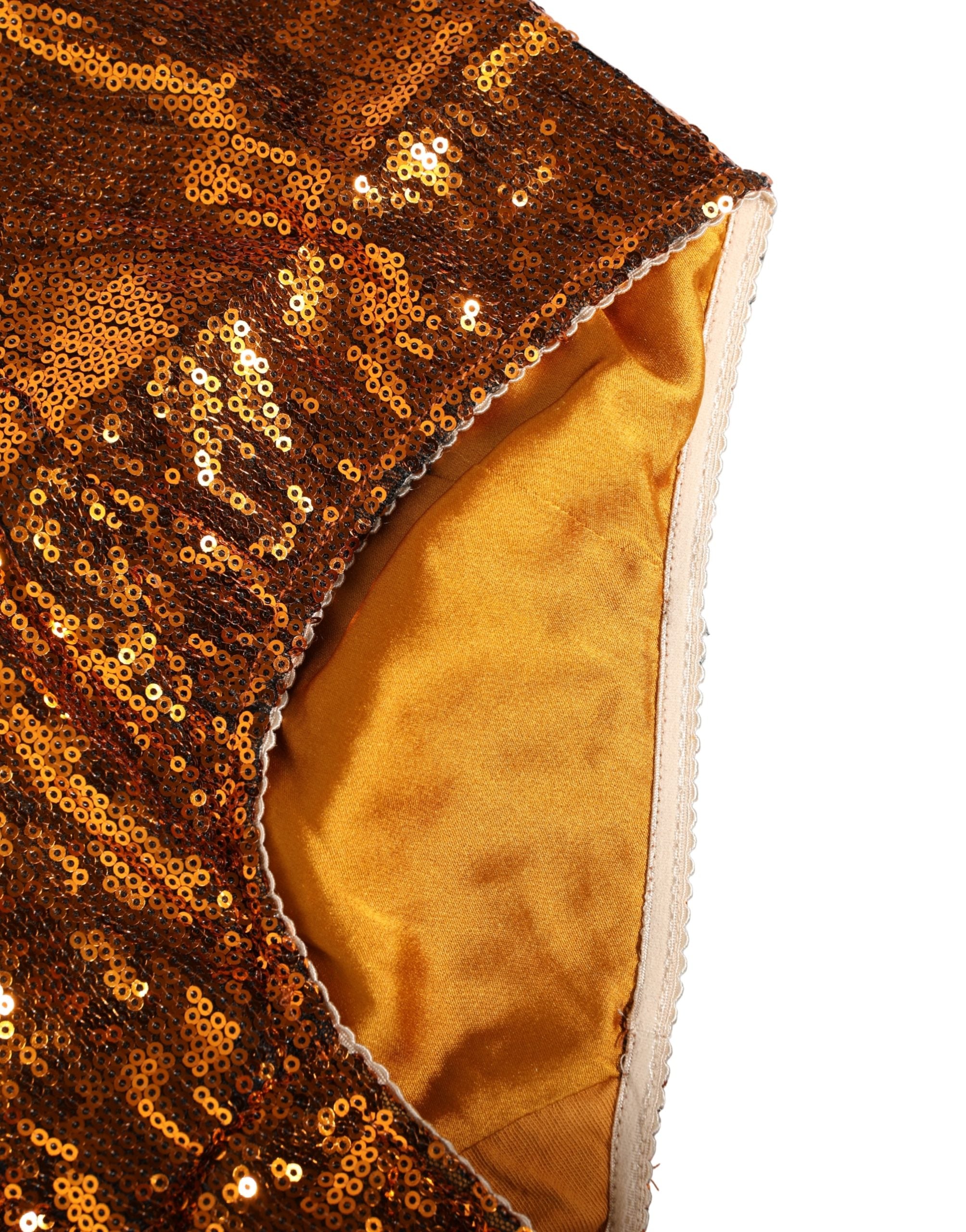 Slip en nylon orange à sequins de haute taille de Dolce & Gabbana, sous-vêtement élégant et féminin.