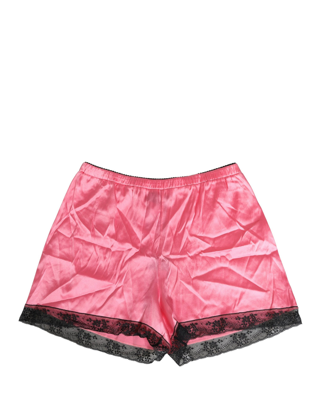Shorts de pyjama en soie rose Dolce & Gabbana avec bordure en dentelle, sommeil élégant et confortable.