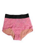Sous-vêtement Dolce & Gabbana, porte-jarretelles en coton rose avec logo DG et taille haute, visible sur l'image.