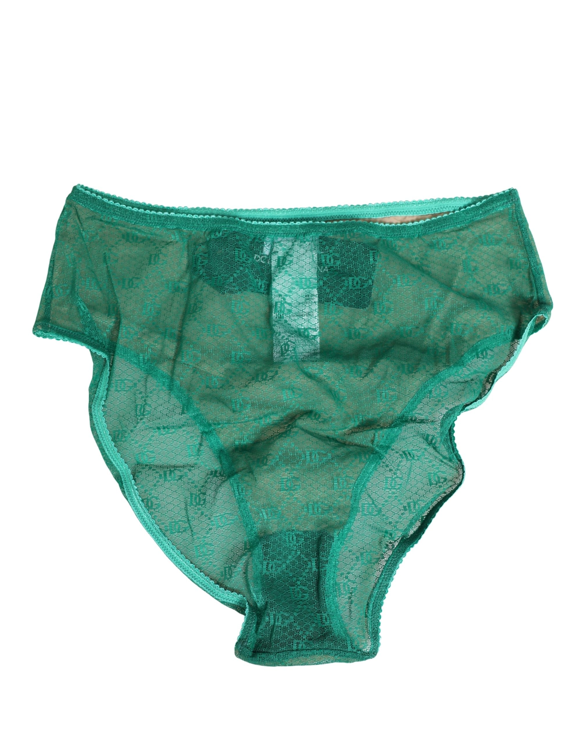 Culotte de lingerie en dentelle vert foncé en nylon Dolce & Gabbana, sous-vêtements élégants et confortables pour femmes.