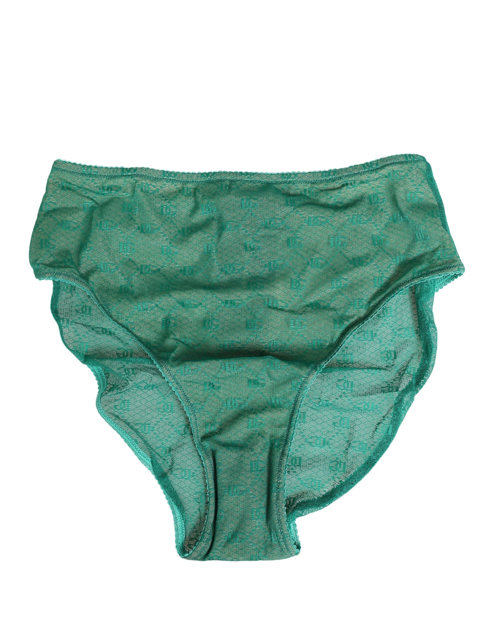 Culotte en dentelle nylon verte Dolce & Gabbana, lingerie élégante, avec détails fins et design sophistiqué.