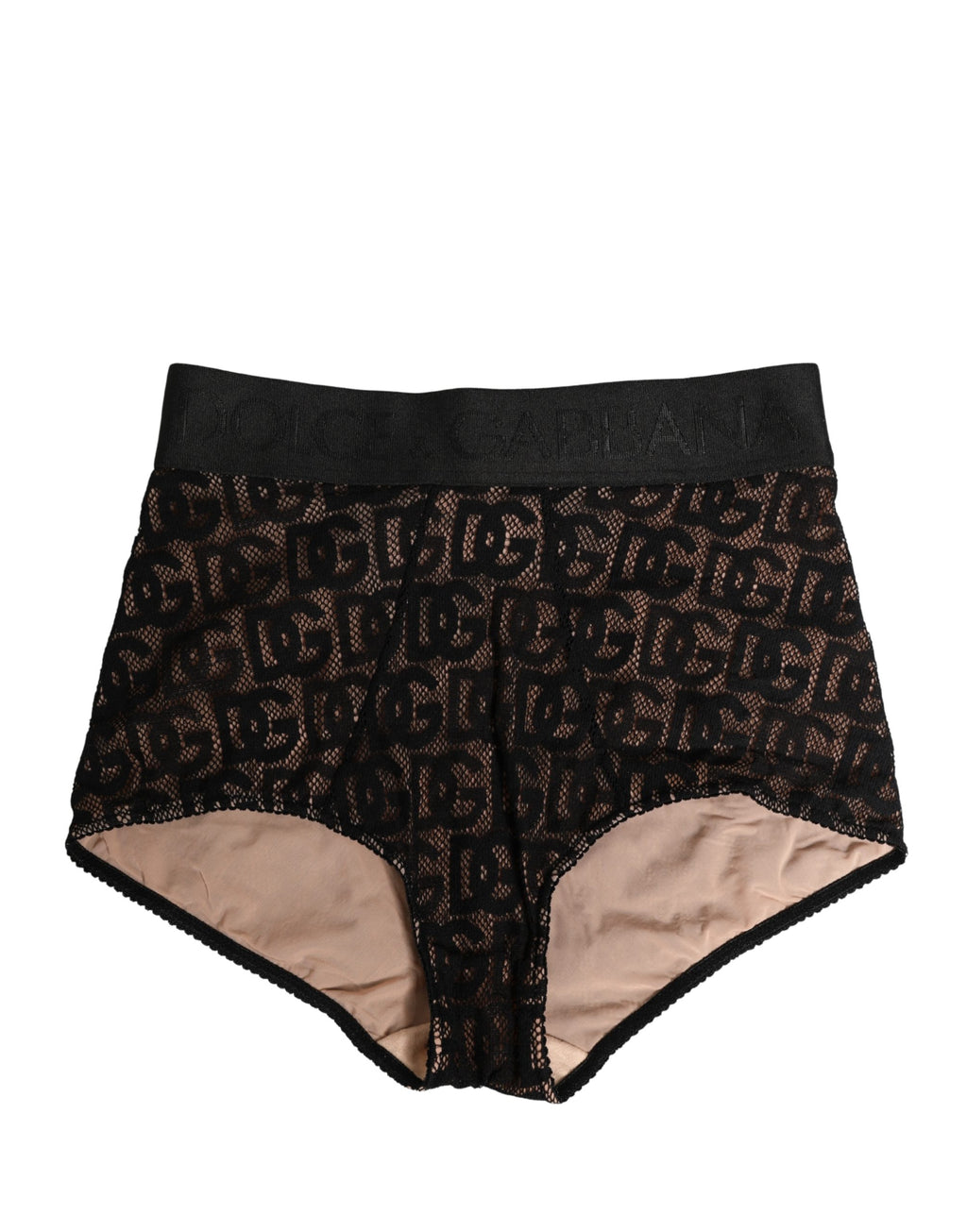 Sous-vêtements Dolce & Gabbana, porte-gorge noir en coton avec logo DG, taille haute et taille cintrée.