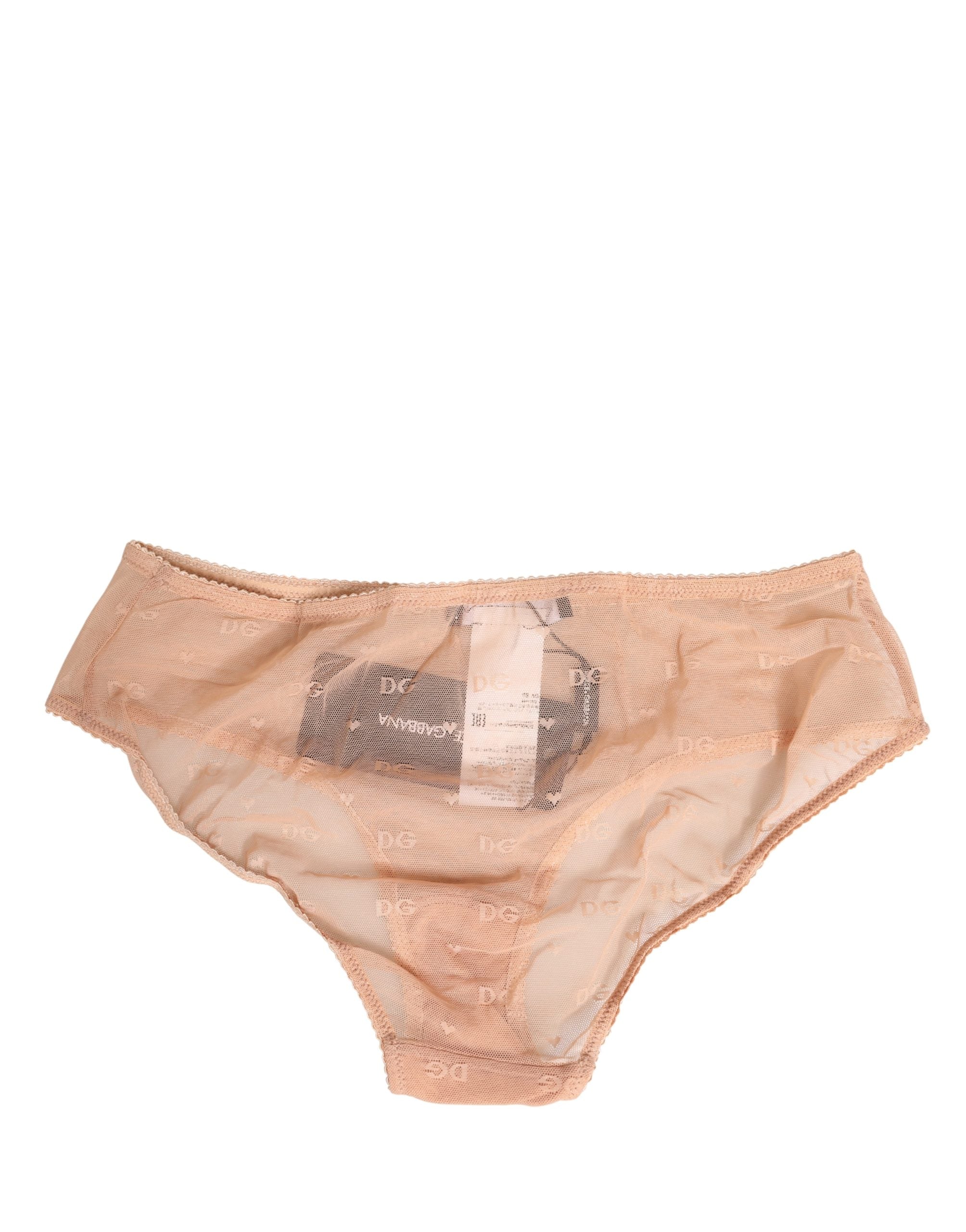 Culotte de lingerie beige Dolce & Gabbana en dentelle, couvrant les fesses, style sexy et élégant.