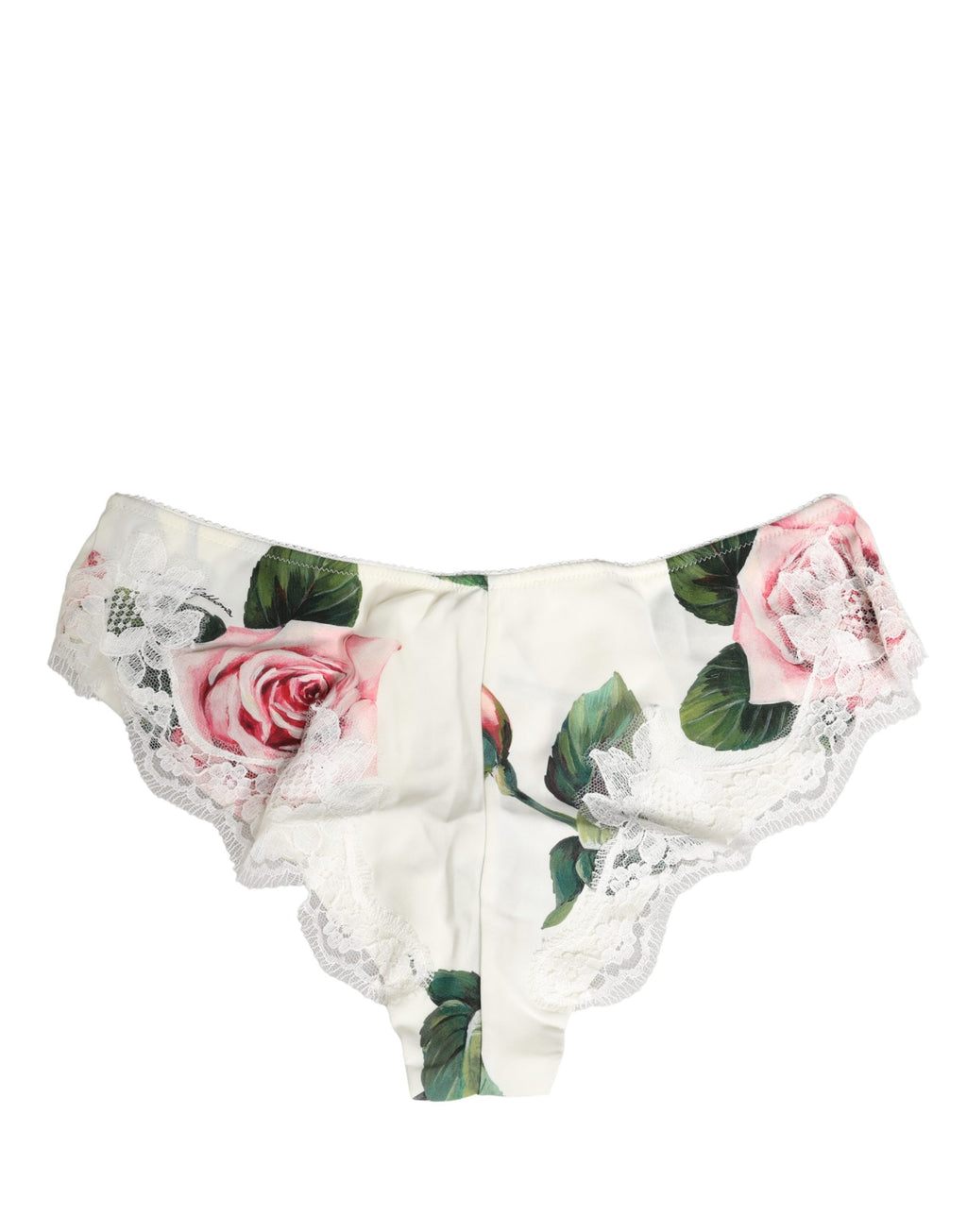 Culotte Dolce & Gabbana en soie blanche avec dentelle florale, finition en dentelle élégante et design raffiné.