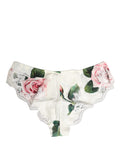 Culotte Dolce & Gabbana en soie blanche avec dentelle florale, finition en dentelle élégante et design raffiné.