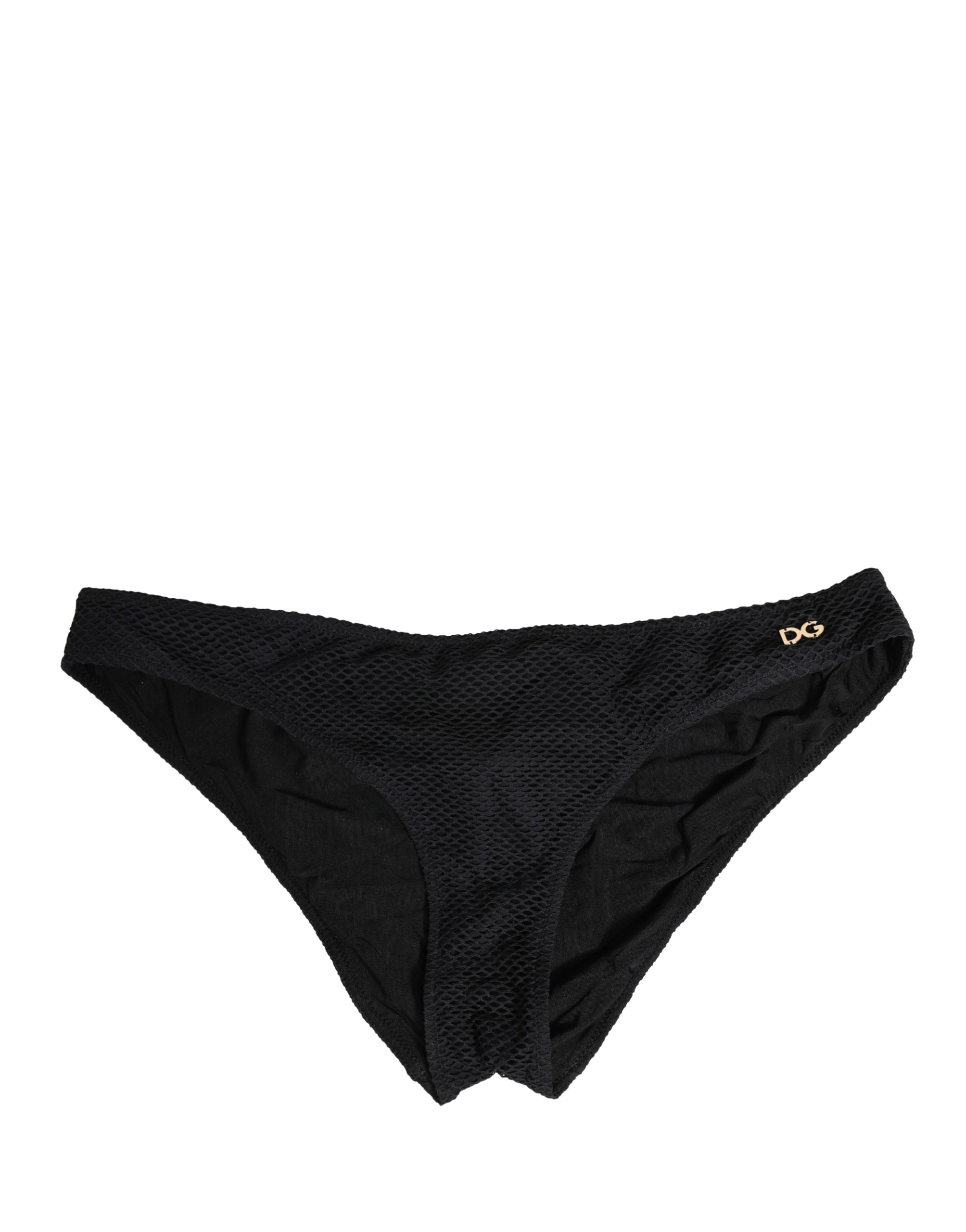 Sous-vêtements Dolce & Gabbana, boxer en nylon noir avec logo DG et plaque, style régulier et confortable.