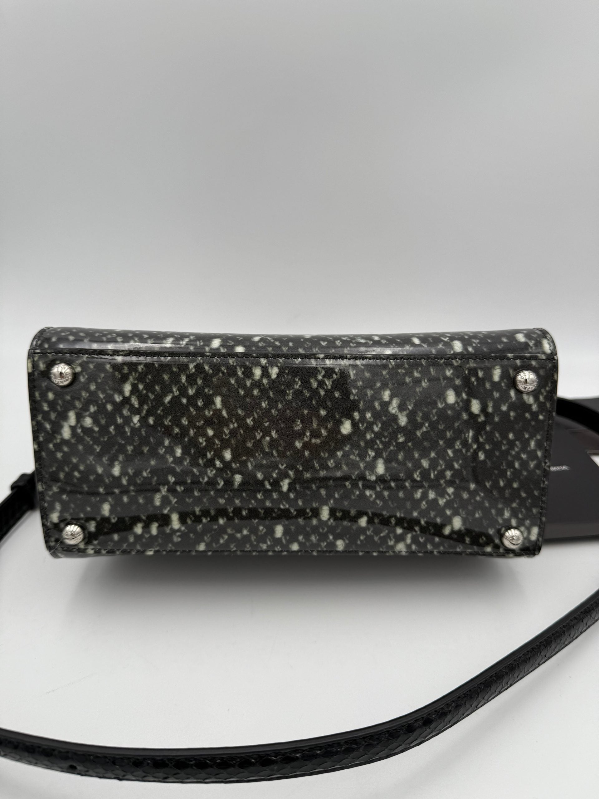 Sac à main Dolce & Gabbana Monica en python et en cuir brillant, avec design élégant et détails sophistiqués.