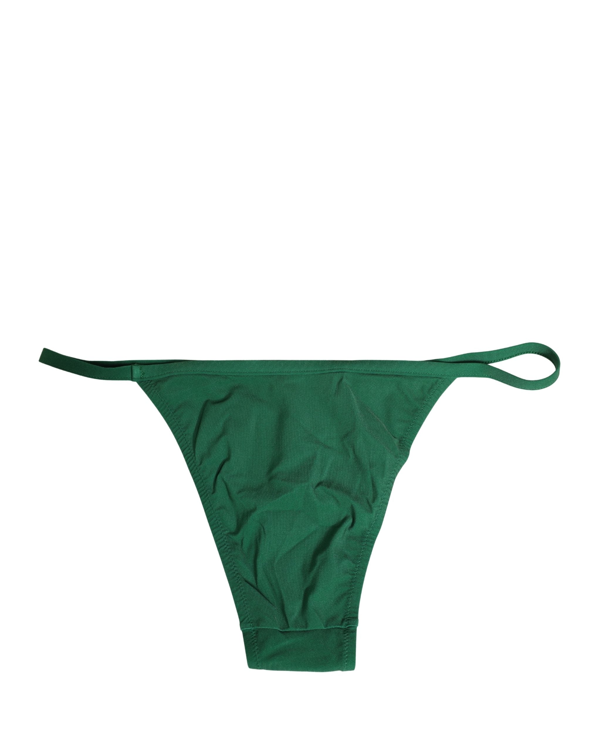 Maillot de bain bikini Dolce & Gabbana en nylon vert, bas de plage élégant pour la plage ou la piscine.
