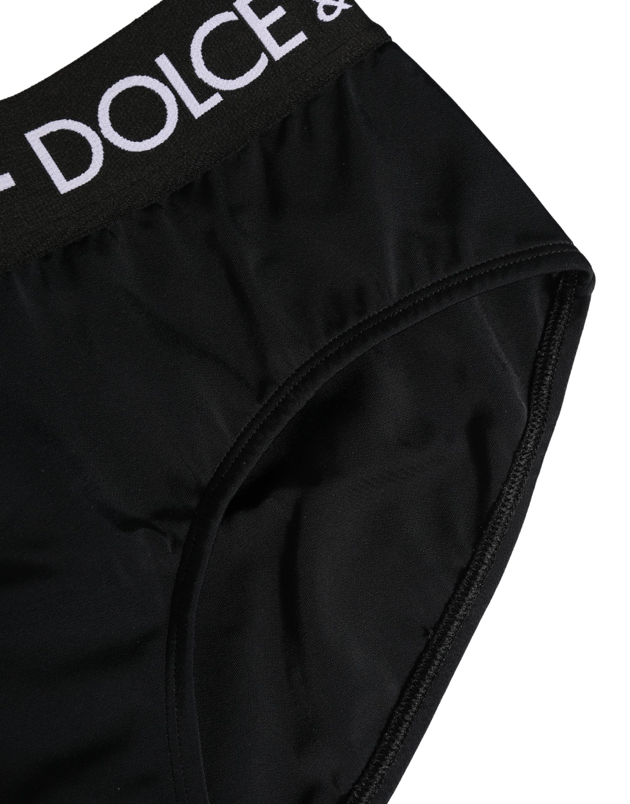 Culotte noire en nylon extensible Dolce & Gabbana, sous-vêtements confortables et élégants pour femmes.