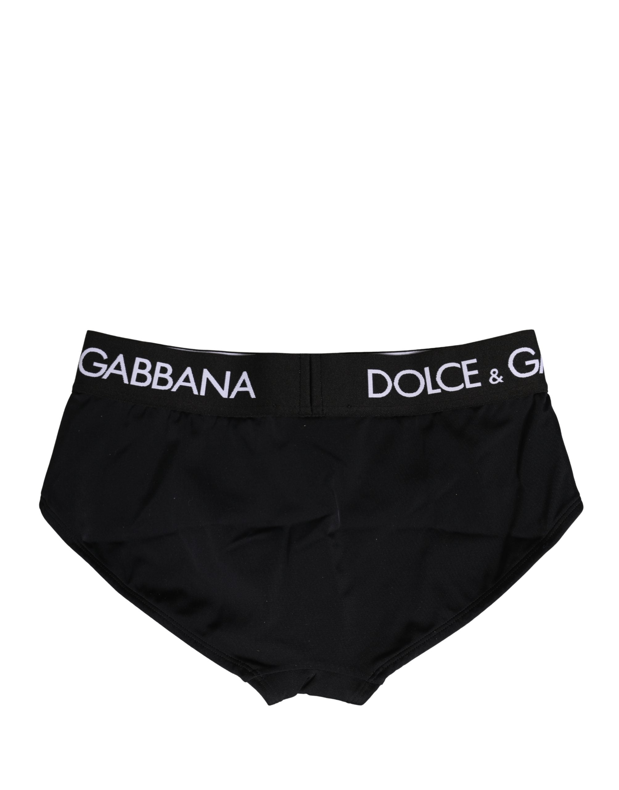 Culotte coulotte en nylon stretch noire de Dolce & Gabbana, sous-vêtements élégants et confortables pour femmes.