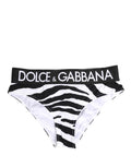 Culotte noire et blanche à imprimé zèbre Dolce & Gabbana, sous-vêtements pour femmes, détails de tissu et design élégant.