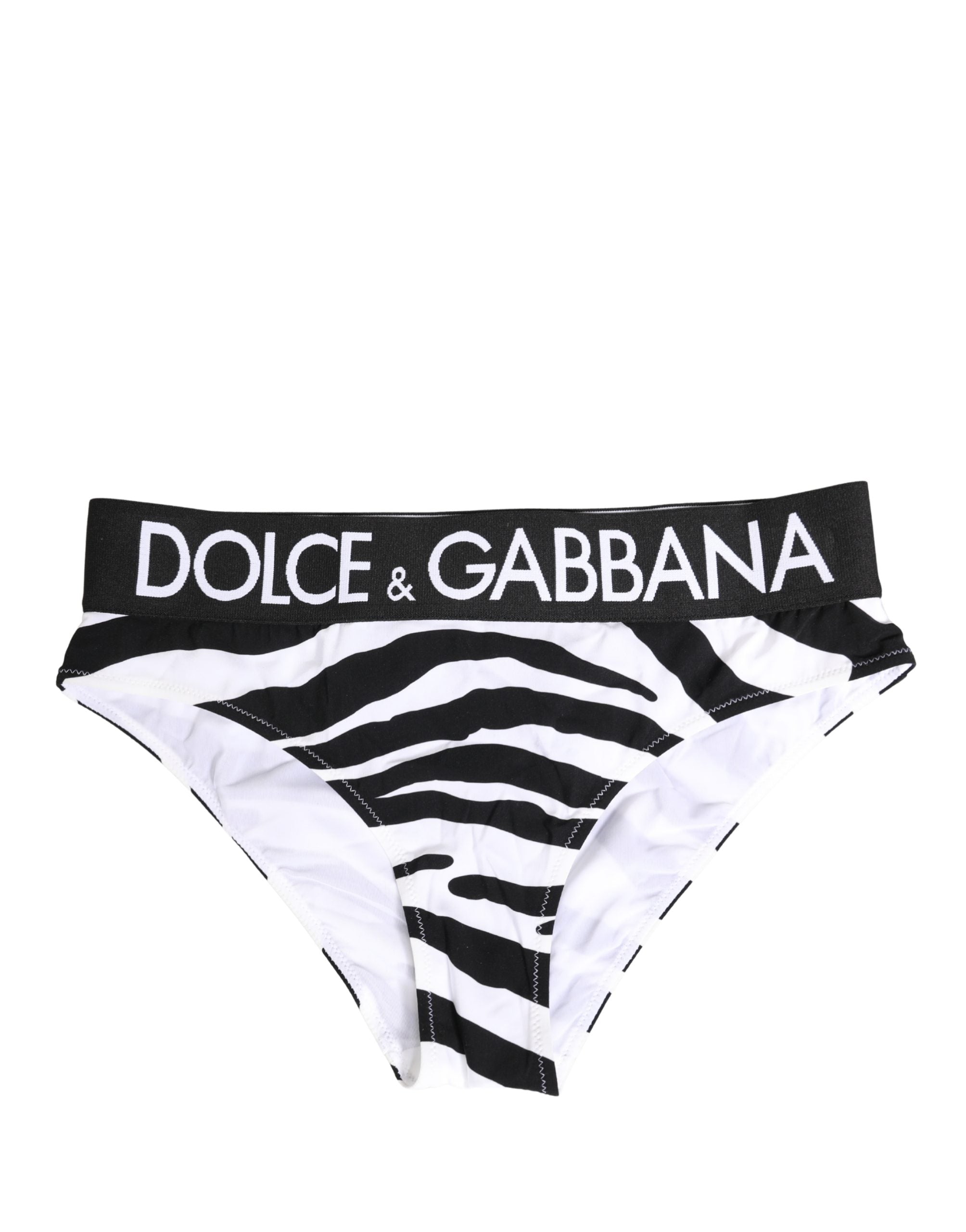 Culotte noire et blanche à imprimé zèbre Dolce & Gabbana, sous-vêtements pour femmes, détails de tissu et design élégant.