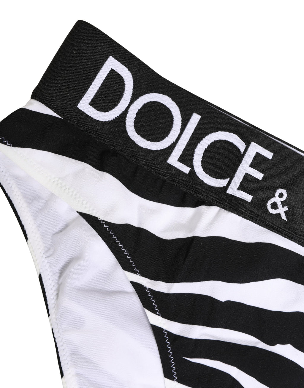 Culotte noire et blanche Dolce & Gabbana à imprimé zèbre, sous-vêtements féminins élégants et confortables.