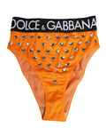 Culotte haute Dolce & Gabbana en cristal orange, sous-vêtements féminins en dentelle élégante et design sophistiqué.