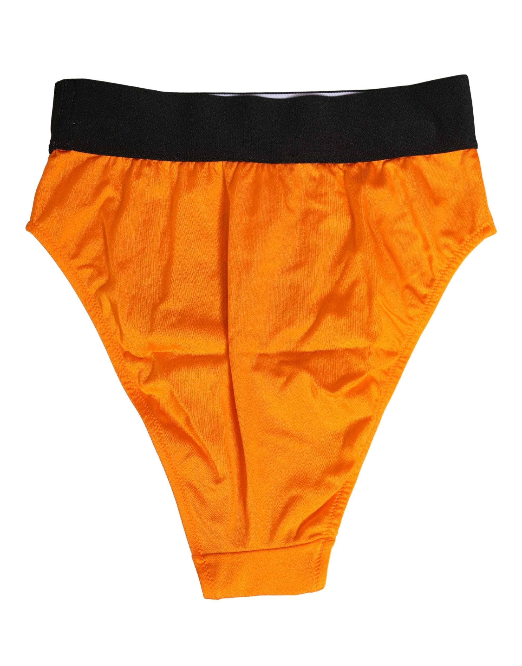 Culotte haute en cristal orange de Dolce & Gabbana, sous-vêtements féminins élégants avec taille haute et détails brillants.