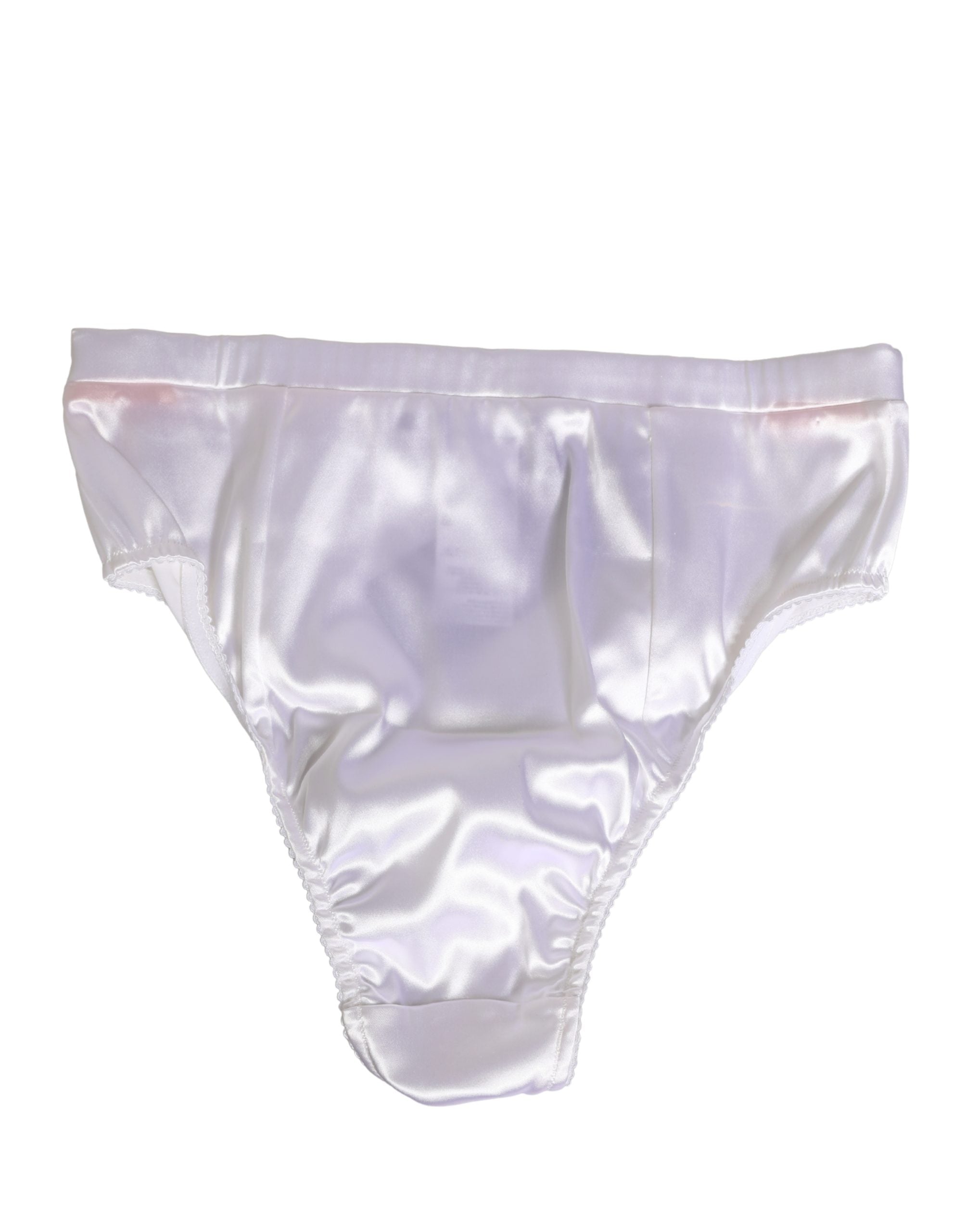 Culotte de lingerie blanche en satin de soie Dolce & Gabbana, sous-vêtements élégants et confortables pour femme.
