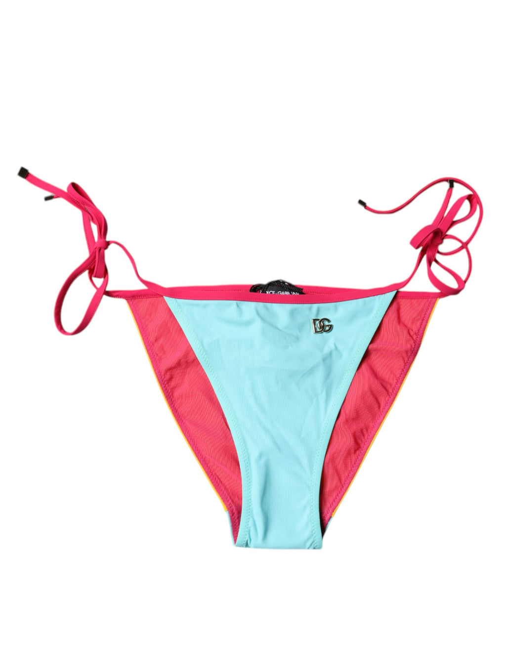 Maillot de bain bikini Dolce & Gabbana à logo multicolore, bas de maillot de bain avec motifs vifs et design élégant.