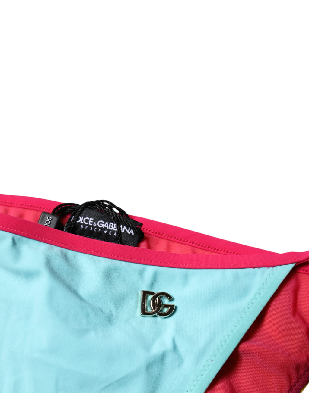 Bas de maillot de bain Dolce & Gabbana logo multicolore, maillot de bain bikini pour femme, design coloré et tendance.