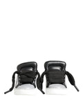 Chaussures sneakers basses en cuir gris Dolce & Gabbana avec lacets, vue de face.