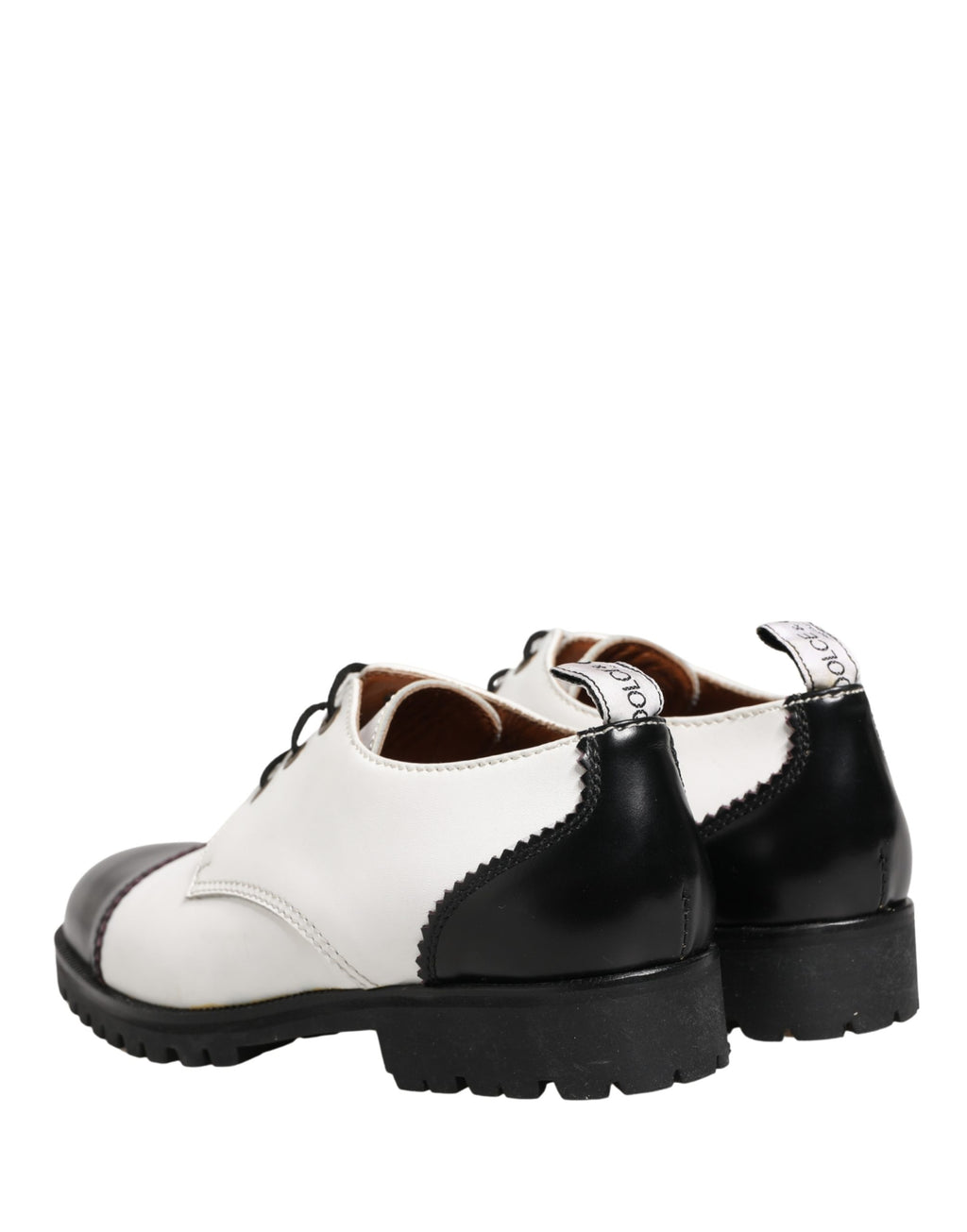 Chaussures derby en cuir noir et blanc de Dolce & Gabbana, élégantes et sophistiquées pour homme.