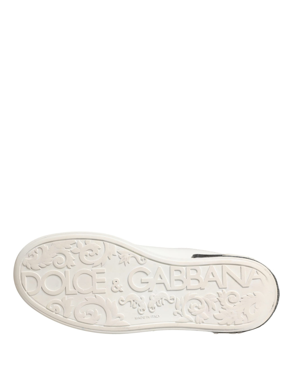 Chaussures sneakers Dolce & Gabbana Portofino en cuir blanc et noir, mode élégante pour hommes ou femmes.