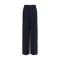 Pantalon casual en viscose bleu de Gucci, coupe décontractée avec ceinture à boucle, visible sur fond neutre.