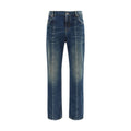 Jeans droits en coton bleu de marque Versace, visibles avec détails et coupe classique.
