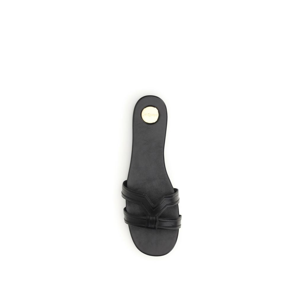 Saint Laurent Schwarze Kalbsleder-Sandalen Bos Taurus