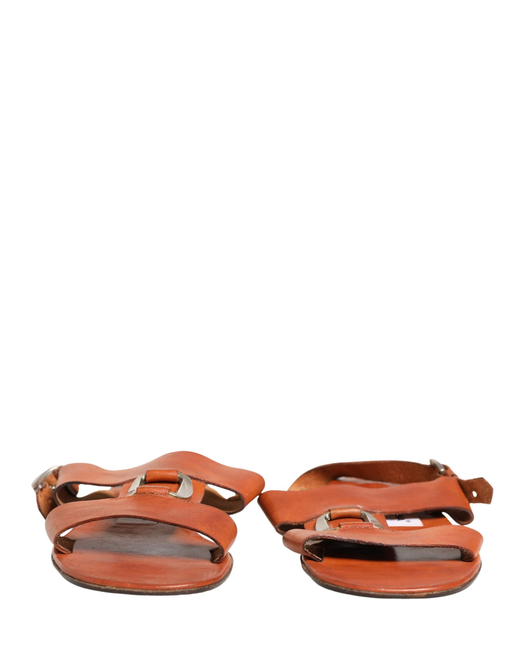 Sandales plates en cuir marron Dolce & Gabbana, chaussures élégantes avec finition en cuir naturel.