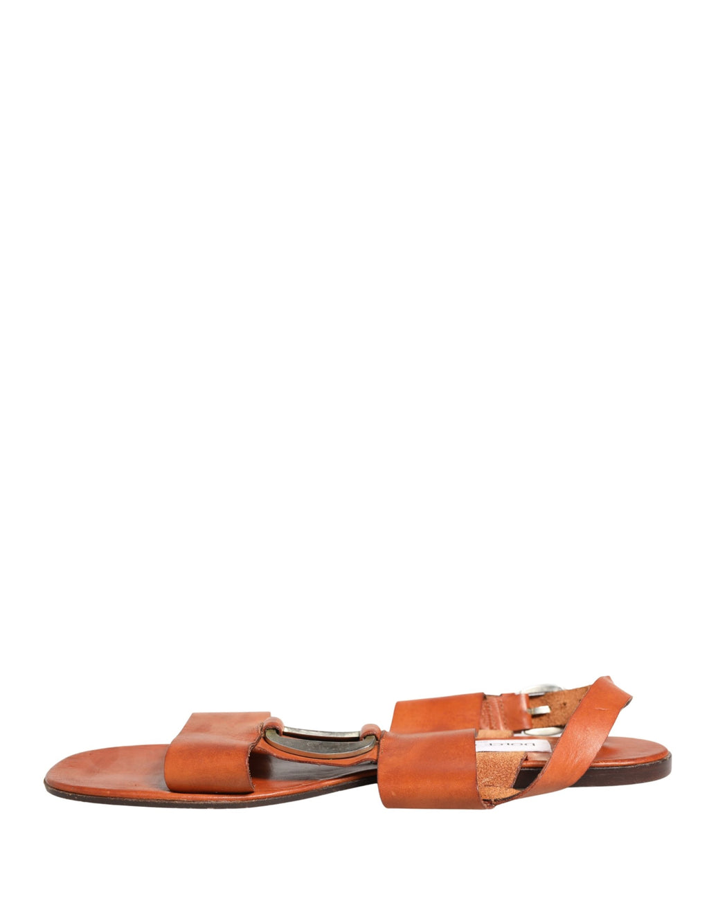 Sandales plates en cuir marron Dolce & Gabbana, chaussures élégantes avec semelle fine et design sophistiqué.