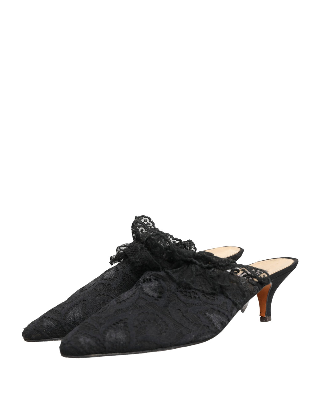 Sandales à talons Dolce & Gabbana en dentelle noire, chaussures élégantes avec talons hauts et finition sophistiquée.