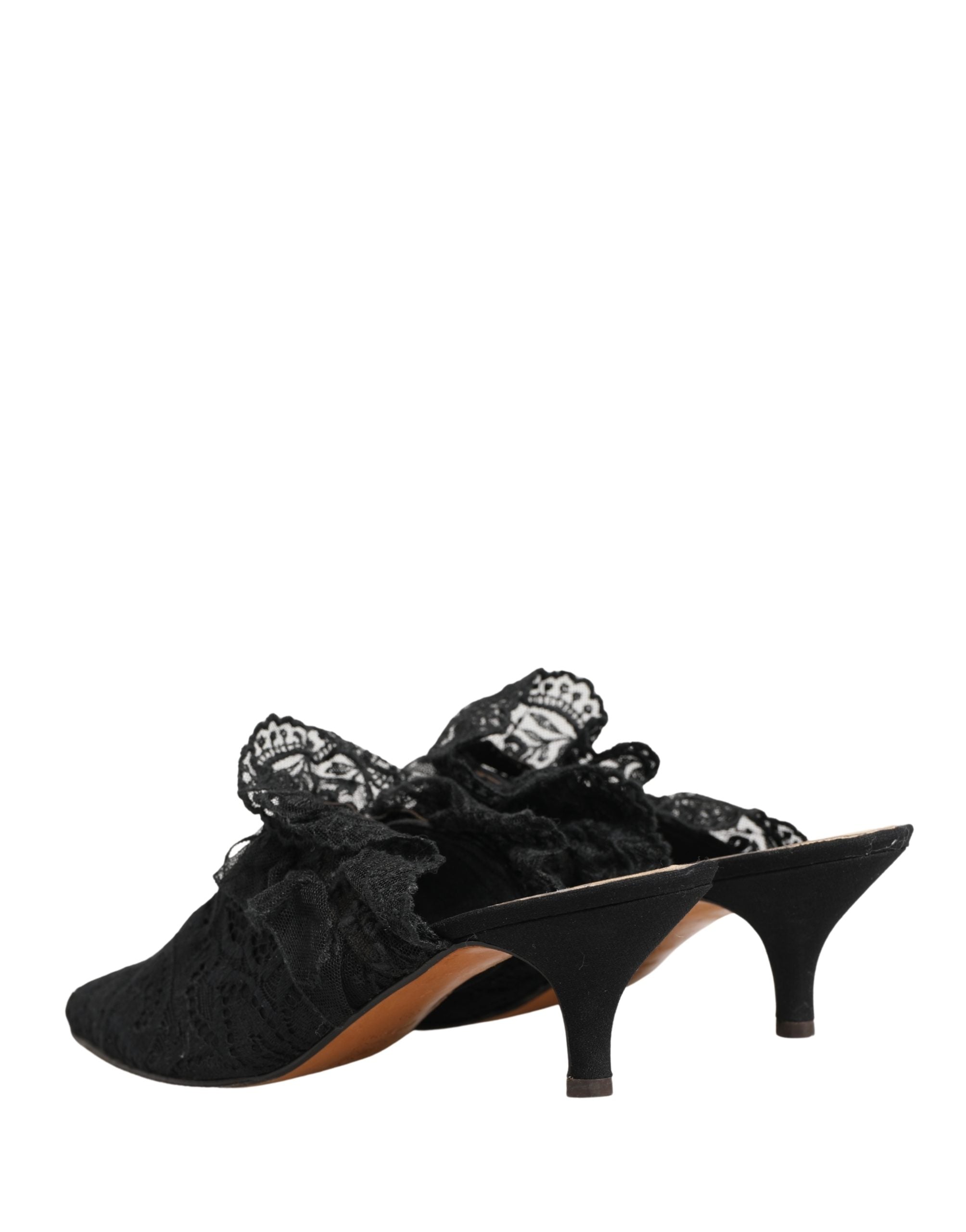 Sandales à talons en dentelle noire de Dolce & Gabbana, chaussures élégantes pour femmes.