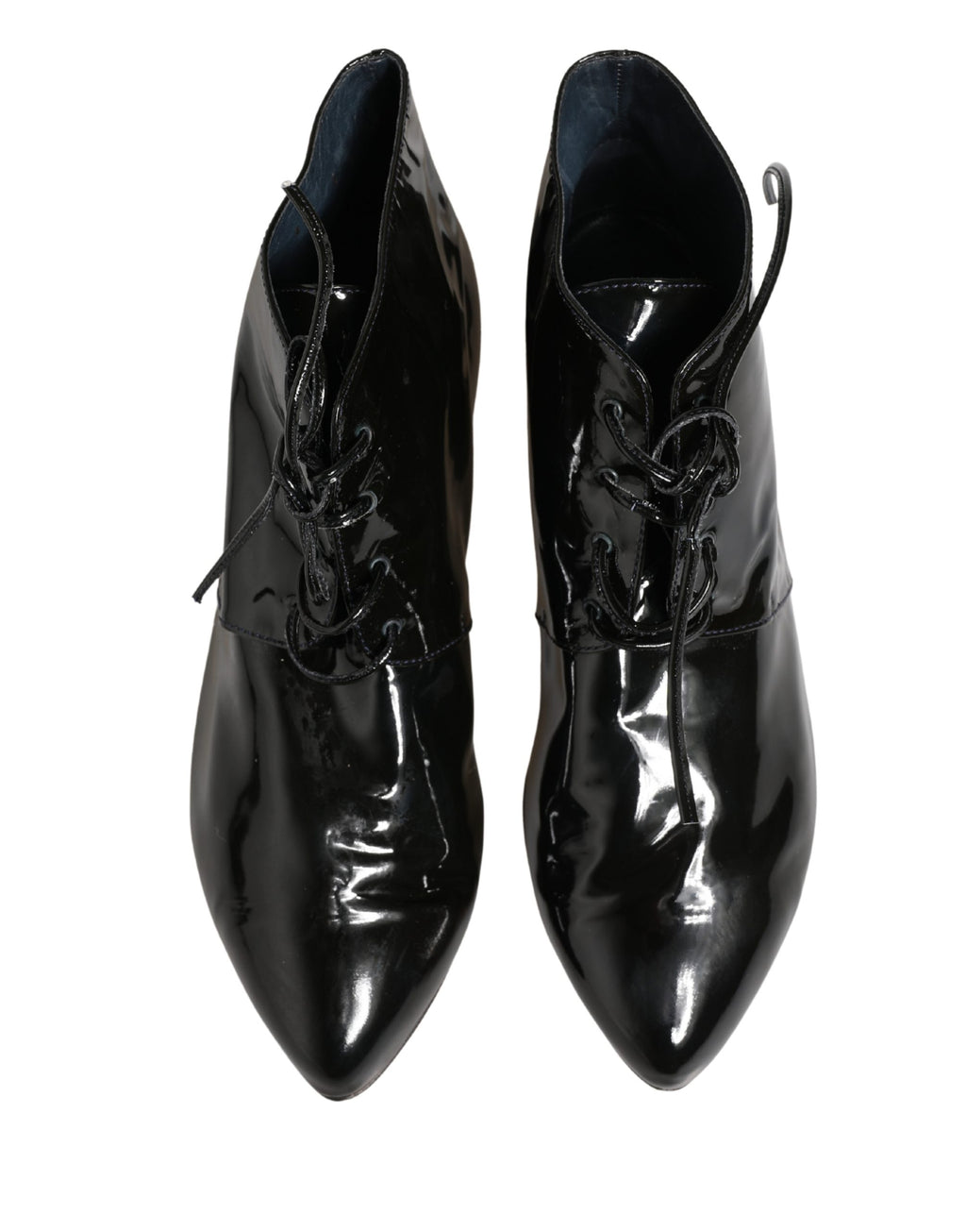 Chaussures bottines en cuir noir Dolce & Gabbana, chaussures élégantes pour femme avec talons courts et finition raffinée.