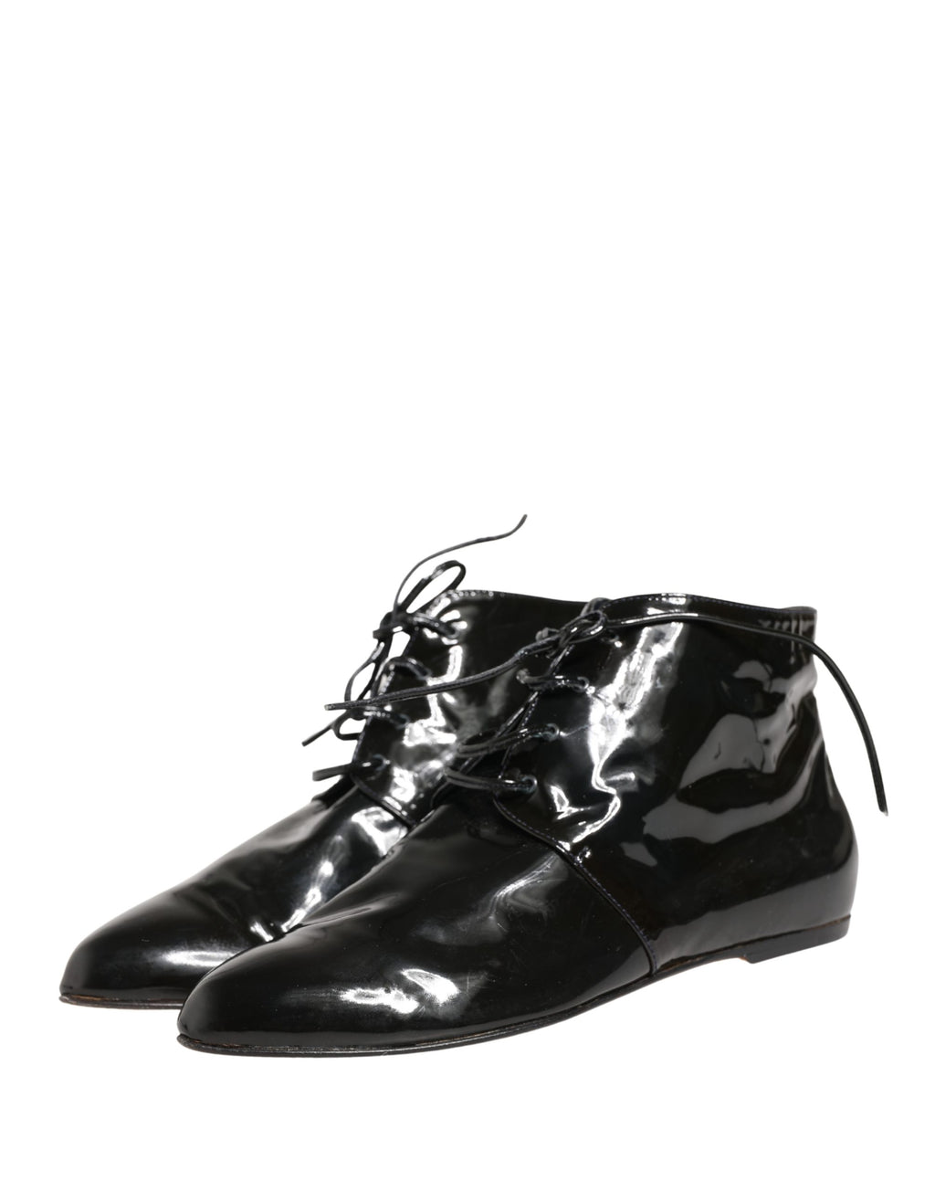 Bottines en cuir noir Dolce & Gabbana pour femmes, chaussures élégantes à talon court et fermeture latérale.