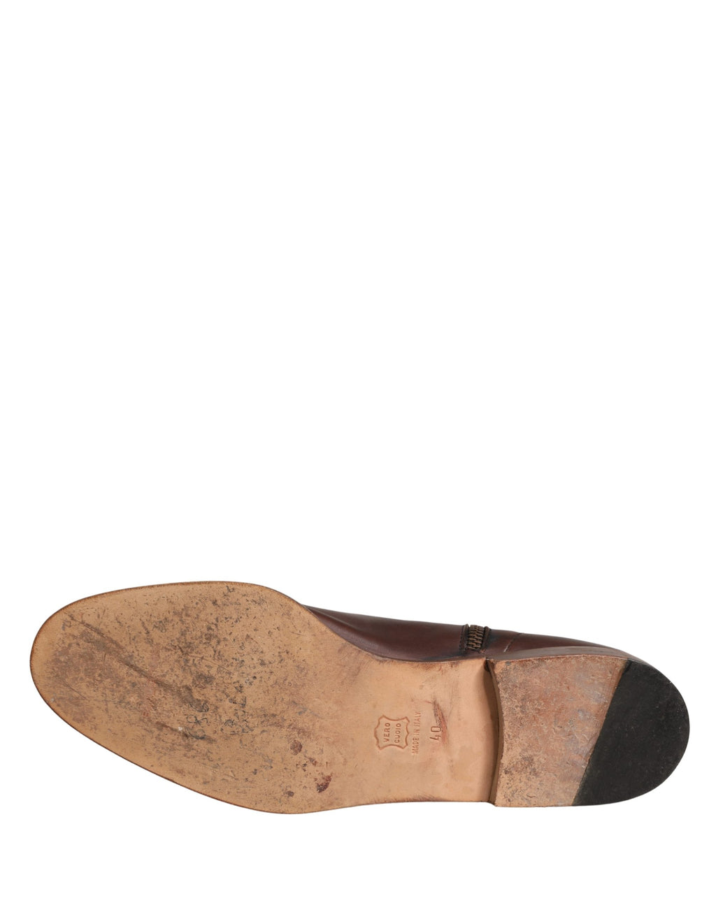 Chaussures Dolce & Gabbana, bottines plates en cuir marron style biker pour la cheville, avec boucle et détails robustes.