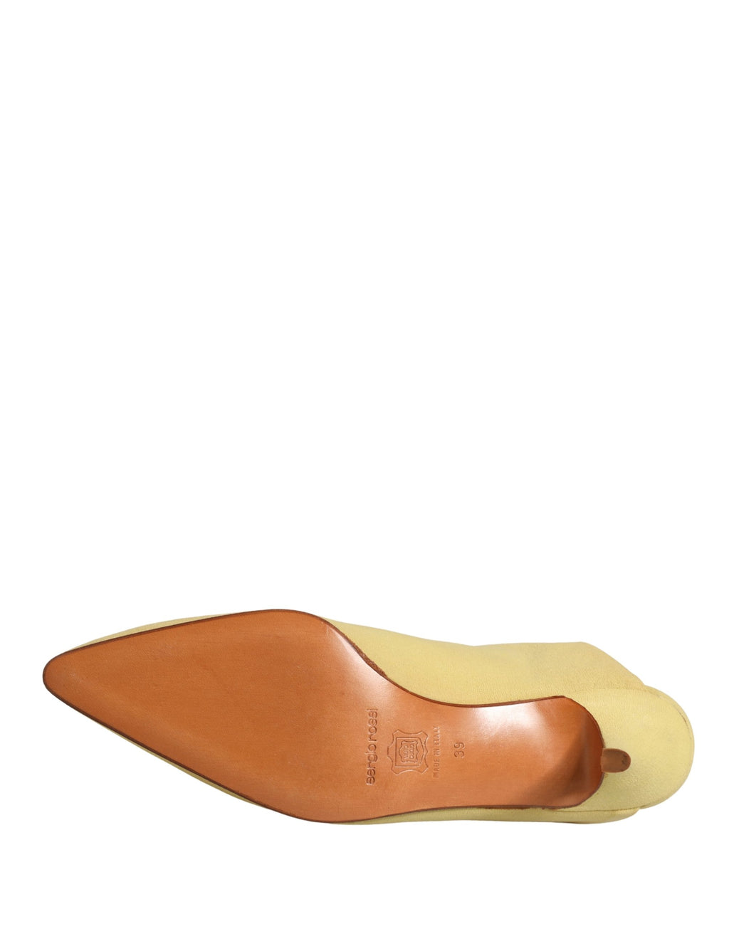 Escarpins mule en daim jaune Dolce & Gabbana avec talon, design élégant et sophistiqué, vue de face sur fond neutre.