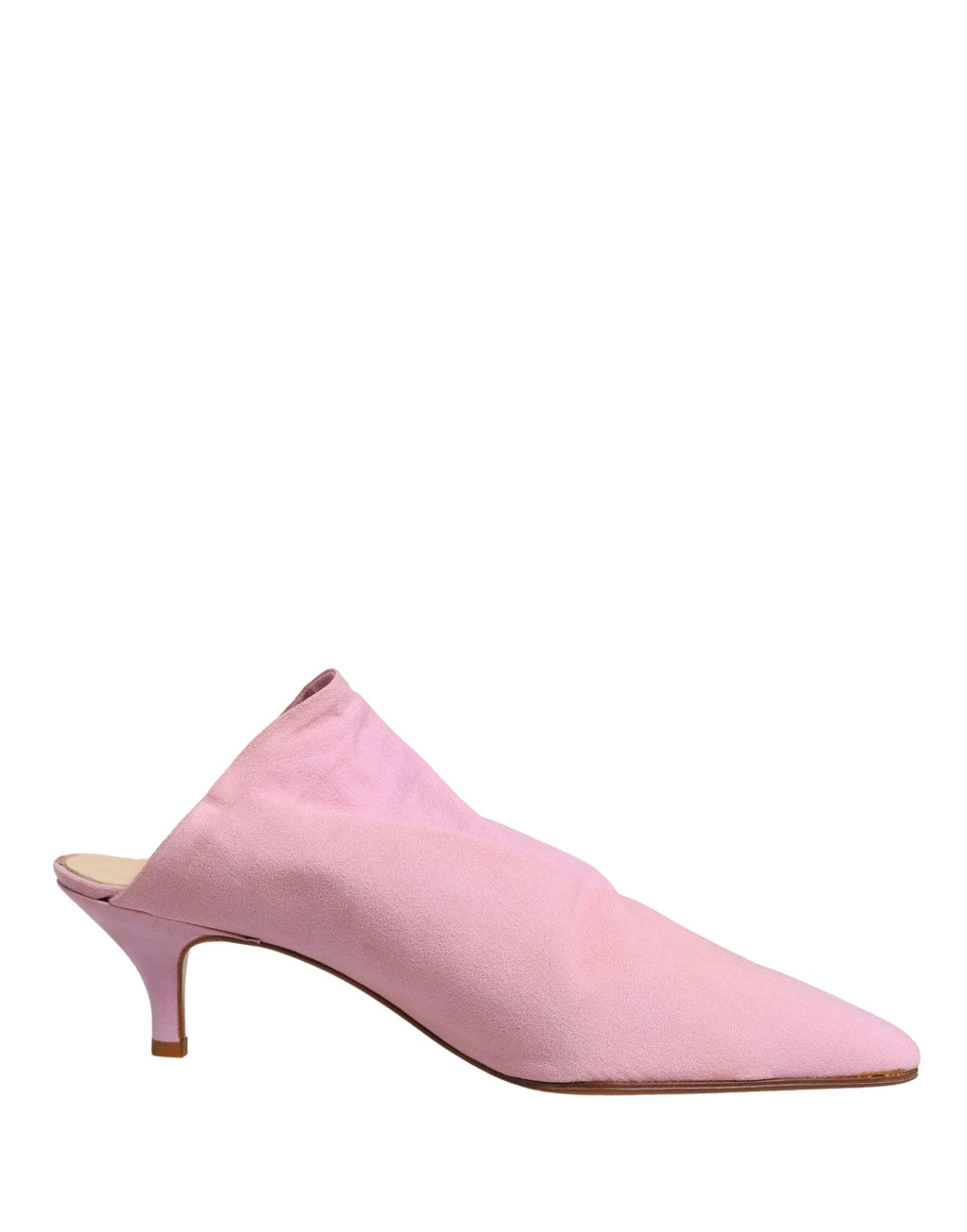 Chaussures mules à talons en daim rose de Dolce & Gabbana, élégantes et sophistiquées, vues de face.
