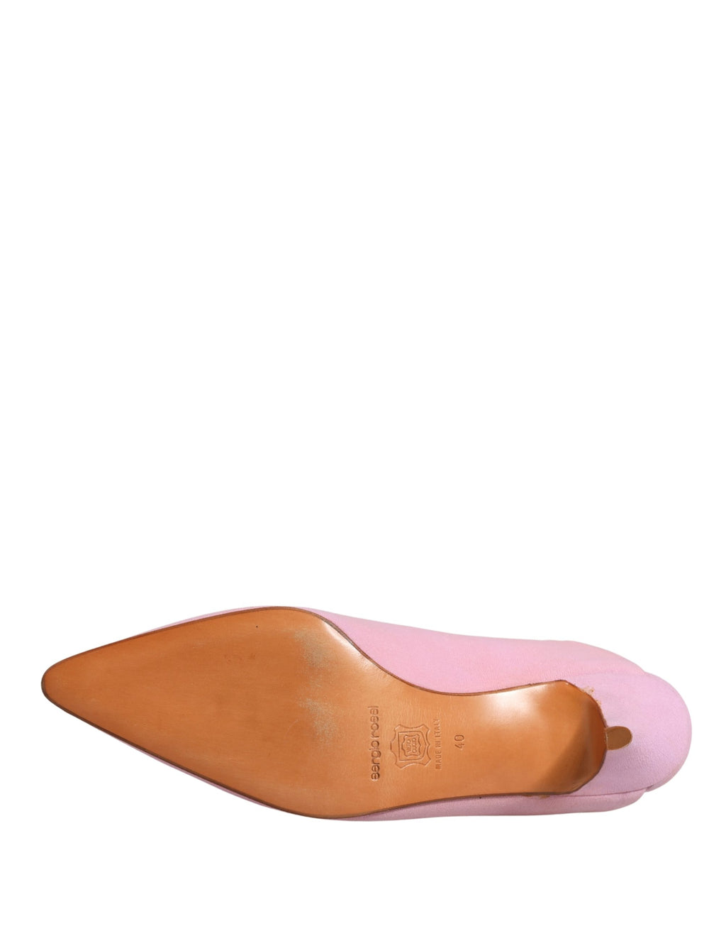 Escarpins mules en daim rose de Dolce & Gabbana, chaussures à talon élégant, vues de côté.