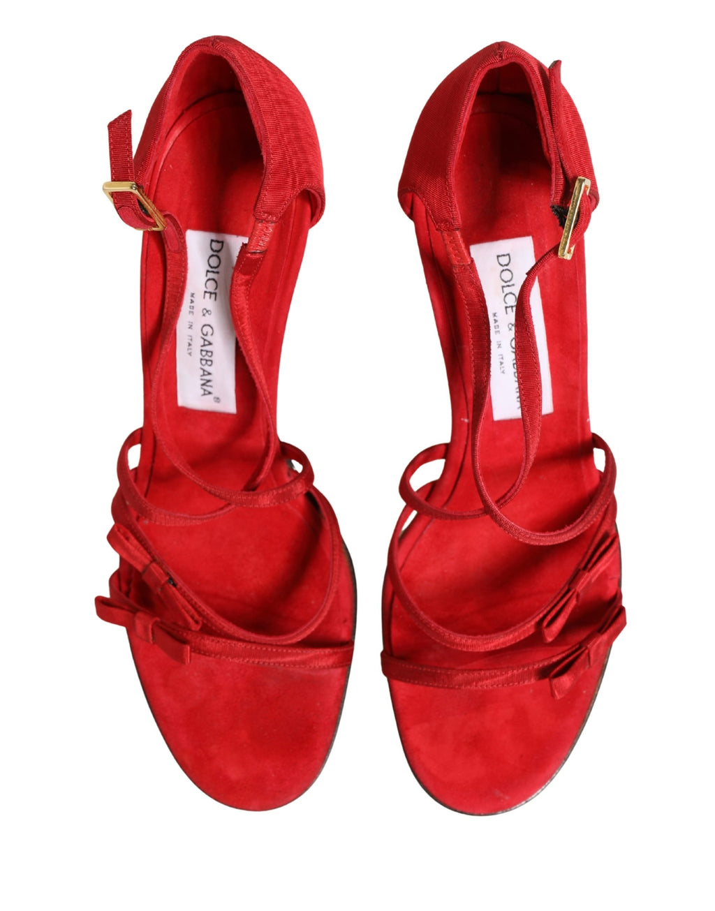 Sandales à talons Dolce & Gabbana en daim rouge, à brides élégantes, chaussures sophistiquées pour femmes.