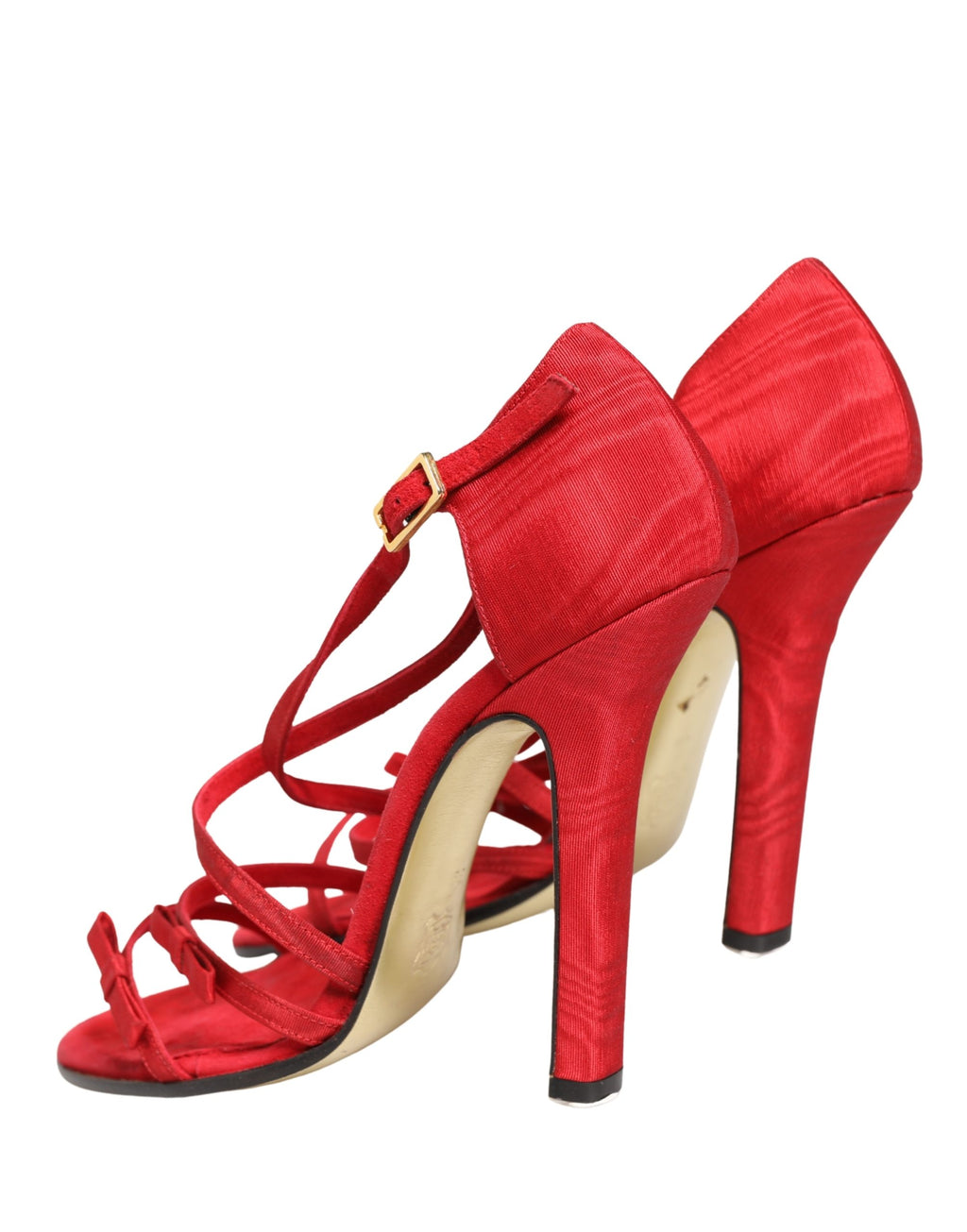 Sandales à talons Dolce & Gabbana en daim rouge avec brides fines, chaussures élégantes pour femmes.